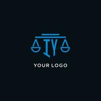iy monogram eerste logo met balans van gerechtigheid icoon ontwerp inspiratie vector