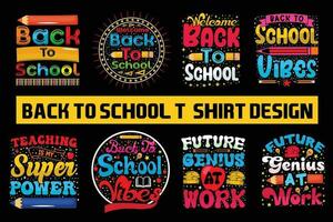 terug naar school- t-shirt ontwerp bundel, 100 dagen van school, eerste dag, 100 dagen typografie t-shirt, kinderen t-shirt vector