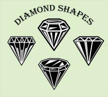 diamant edelsteen en kristal zwart en wit vector