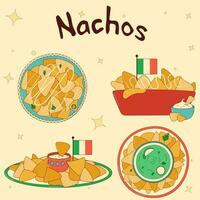 reeks van Mexicaans traditioneel voedsel. nacho's. vector illustratie in hand- getrokken stijl