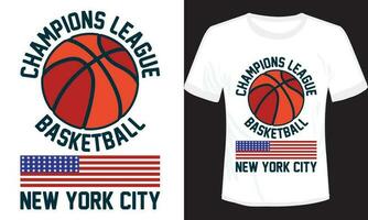 kampioen liga basketbal nieuw york stad t-shirt ontwerp vector