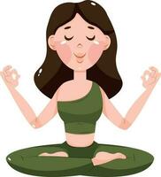 vrouw mediteren. concept illustratie voor yoga, meditatie, kom tot rust, welzijn, flexibiliteit en uithoudingsvermogen, gezond levensstijl. yoga dag. poster, banier, kaart, Hoes ontwerp vector