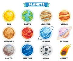 kleurrijke planeten van zonnestelsel vector