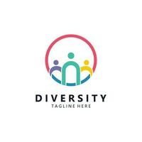 kleurrijk verscheidenheid logo sjabloon. icoon van eenheid, vriendschap, gemeenschap en saamhorigheid. vector