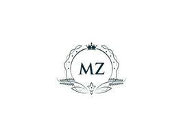 monogram mz luxe kroon logo, creatief vrouwelijk mz zm logo brief icoon vector