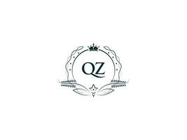 premie Koninklijk kroon qz logo, uniek brief qz zq logo icoon vector beeld ontwerp