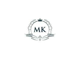 monogram mk luxe kroon logo, creatief vrouwelijk mk km logo brief icoon vector