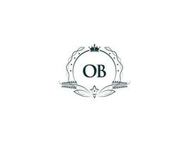 minimalistische ob vrouwelijk logo maker, alfabet ob bo logo brief vector kroon