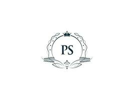 minimalistische ps logo icoon, creatief ps sp luxe kroon brief logo ontwerp vector