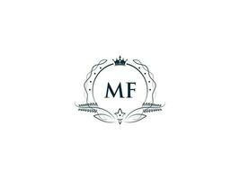 monogram mf luxe kroon logo, creatief vrouwelijk mf fm logo brief icoon vector