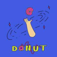 tekening grappig belettering voor donut liefhebbers. helder donut brieven. belettering voor nationaal donut dag vector