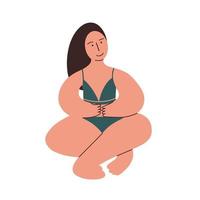 plus size model in ondergoed. lichaam positief. vector illustratie