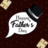 gelukkige vaders dag uitnodiging wenskaart en achtergrond met hoed en geschenken vector
