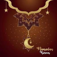 ramadan kareem islamitische festival viering wenskaart met patroon maan op creatieve achtergrond vector