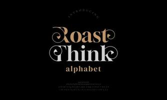 elegant roosterdenk alfabet brieven doopvont en nummer. klassiek belettering minimaal mode ontwerpen. typografie modern serif fonts decoratief wijnoogst ontwerp concept. vector illustratie