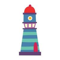 vuurtoren, vector illustratie in schattig vlak ontwerp.