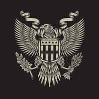 Amerikaanse adelaar embleem vectorafbeelding op zwart vector