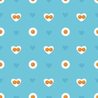 gelukkige Valentijnsdag naadloze blauwe patroon hartvorm gebakken eieren op de pan Valentijnsdag concept Pasen vakantie achtergrond vector