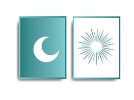 zon en maan minimalistische wall art decor set vector