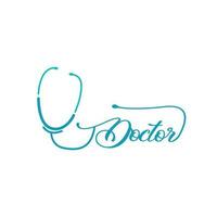 Gezondheid logo, dokter stethoscoop vector, Gezondheid zorg lijn ontwerp, icoon silhouet illustratie vector