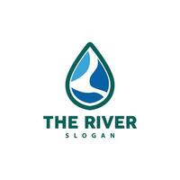 rivier- logo ontwerp, rivier- kreek vector, rivieroever illustratie met een combinatie van bergen en natuur, Product merk vector