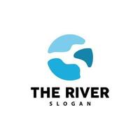 rivier- logo ontwerp, rivier- kreek vector, rivieroever illustratie met een combinatie van bergen en natuur, Product merk vector