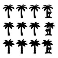 reeks van palm boom icoon met silhouet vlak ontwerp, vector illustratie voor zomer ontwerp ornament, tropisch, fabriek.