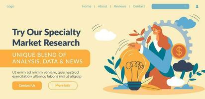 proberen onze specialiteit markt Onderzoek gereedschap website vector
