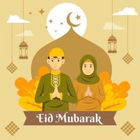 eid mubarak of eid alfitr illustratie met islamitisch ornament vector