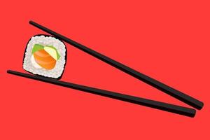 vector eetstokjes met sushi roll