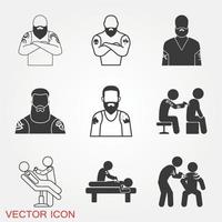 lichaam tattoo pictogrammen instellen vector