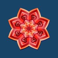 dit is een rode geometrische veelhoekige mandala in de vorm van een ster met een oosters bloemmotief vector