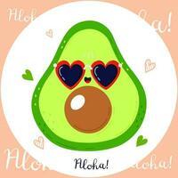 schattig grappig avocado karakter. vector hand- getrokken tekenfilm kawaii karakter illustratie icoon. geïsoleerd Aan roze achtergrond. avocado karakter concept. aloha kaart