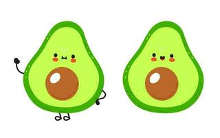 schattig grappig avocado karakter. vector hand- getrokken tekenfilm kawaii karakter illustratie icoon. geïsoleerd Aan wit achtergrond. avocado karakter concept