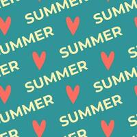 naadloos retro patroon met zomer tekst. vector illustratie. zomer achtergrond met harten en brieven.