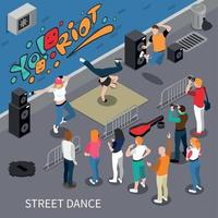 Streetdance isometrische samenstelling vectorillustratie vector