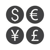 dollar, euro, yen, pond sterling valuta icoon reeks geïsoleerd vector illustratie.