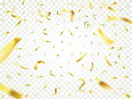 Kerstmis gouden confetti. goud partij decoratie vliegend en vallend klein geel folie papieren. decor papier strepen vector illustratie