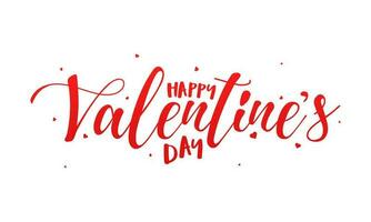 schoonschrift gelukkig Valentijnsdag dag tekst in rood kleur Aan wit achtergrond. vector