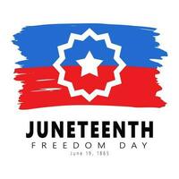 juneteenth vrijheid dag groet kaart. getextureerde rood en blauw vlag van juni. nationaal Afrikaanse Amerikaans onafhankelijkheid dag, emancipatie dag. juni 19, 1865. vector illustratie Aan wit achtergrond