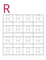 brief handschrift praktijk voor kinderen.gestippeld alfabet traceren r vector