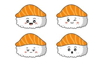 divers kawaii sushi, broodjes, nigiri. Japans tekenfilm stijl vector