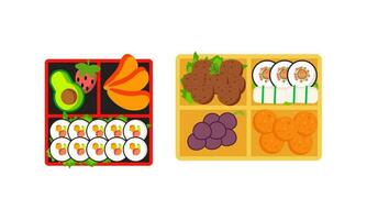 bento doos logo. Japans lunch doos. divers traditioneel Aziatisch voedsel tekenfilm stijl vector