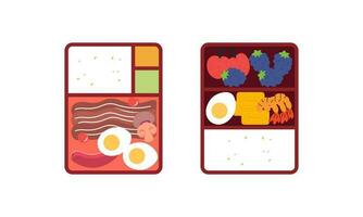 bento doos logo. Japans lunch doos. divers traditioneel Aziatisch voedsel tekenfilm stijl vector