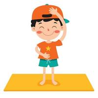 grappige jongen in yoga pose vector