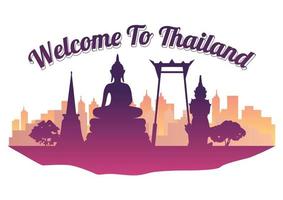 Thailand top beroemde bezienswaardigheid silhouet stijl op eiland beroemde bezienswaardigheid silhouet stijl vector