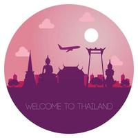 het oriëntatiepunt van thailand in silhouetontwerp vector