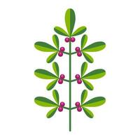 gemakkelijk minimalistisch helder groen Afdeling met blad en roze bessen. bloem verzameling van kleurrijk planten voor seizoensgebonden decoratie . gestileerde pictogrammen van plantkunde. voorraad vector illustratie in vlak stijl