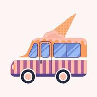 food truck geïsoleerde bestelwagen met ijs vlakke afbeelding vector