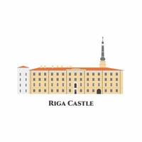 Riga kasteel platte pictogram. het is een kasteel aan de oevers van de rivier de daugava in riga, de hoofdstad van letland. prachtig architectonisch gebouw. geweldige bestemming voor toeristisch bezoek. vector illustratie